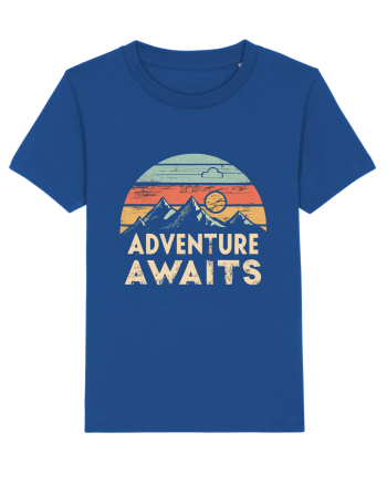Adventure Awaits Retro Sunset Distressed Majorelle Blue