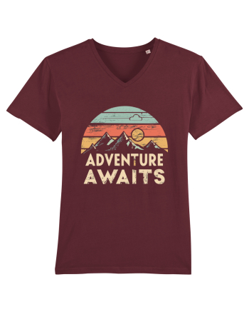 Adventure Awaits Retro Sunset Distressed Burgundy