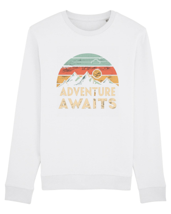Adventure Awaits Retro Sunset Distressed White