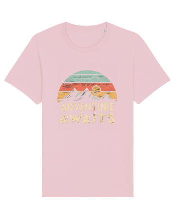 Adventure Awaits Retro Sunset Distressed Cotton Pink