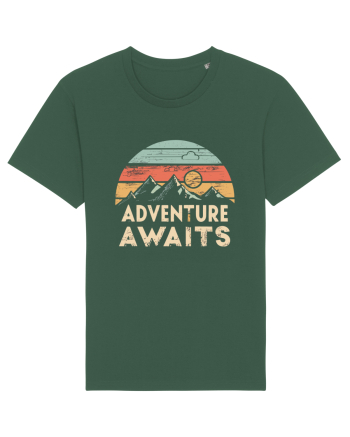 Adventure Awaits Retro Sunset Distressed Bottle Green