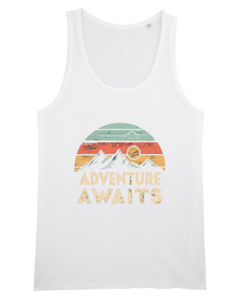 Adventure Awaits Retro Sunset Distressed White
