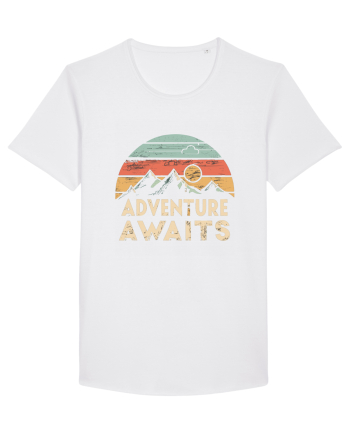 Adventure Awaits Retro Sunset Distressed White