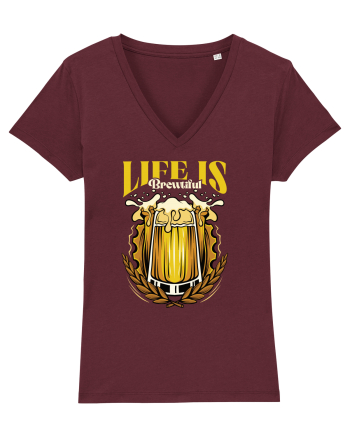 pt iubitorii de bere - Life is Brewtiful v2 Burgundy