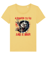 cu desene de Halloween - 4 brains to go and a beer Tricou mânecă scurtă guler larg fitted Damă Expresser