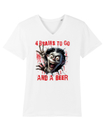 cu desene de Halloween - 4 brains to go and a beer Tricou mânecă scurtă guler V Bărbat Presenter