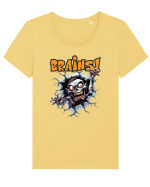 cu desene de Halloween - Brains! Tricou mânecă scurtă guler larg fitted Damă Expresser