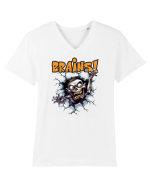 cu desene de Halloween - Brains! Tricou mânecă scurtă guler V Bărbat Presenter