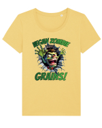 cu desene de Halloween - Vegan zombie - Grains! Tricou mânecă scurtă guler larg fitted Damă Expresser