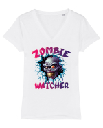 cu desene de Halloween - Zombie Watcher Tricou mânecă scurtă guler V Damă Evoker