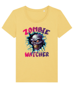 cu desene de Halloween - Zombie Watcher Tricou mânecă scurtă guler larg fitted Damă Expresser