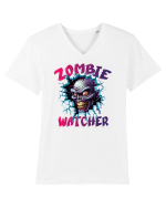 cu desene de Halloween - Zombie Watcher Tricou mânecă scurtă guler V Bărbat Presenter