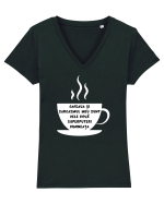 CAFEAUA ȘI SARCASMUL Tricou mânecă scurtă guler V Damă Evoker