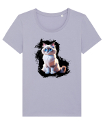 Pisicuță drăguță 2 Tricou mânecă scurtă guler larg fitted Damă Expresser