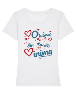 O iubesc din toata inima Tricou mânecă scurtă guler larg fitted Damă Expresser