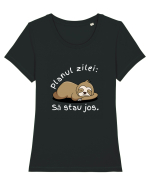PLANUL ZILEI : SĂ STAU JOS Tricou mânecă scurtă guler larg fitted Damă Expresser