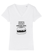 SECRETUL FERICIRII - MÂNCARE BUNĂ Tricou mânecă scurtă guler V Damă Evoker