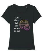 SUNT SĂRAC DAR AM SPIRIT BOGAT Tricou mânecă scurtă guler larg fitted Damă Expresser