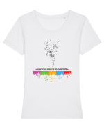 Music colors Tricou mânecă scurtă guler larg fitted Damă Expresser