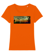 Cer in culori Tricou mânecă scurtă guler larg fitted Damă Expresser