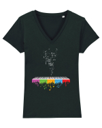 Music colors Tricou mânecă scurtă guler V Damă Evoker
