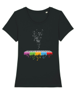 Music colors Tricou mânecă scurtă guler larg fitted Damă Expresser