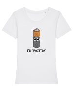 Fii pozitiv Tricou mânecă scurtă guler larg fitted Damă Expresser