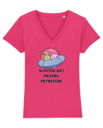 SUNTEM AICI PENTRU PETRECERE Tricou mânecă scurtă guler V Damă Evoker