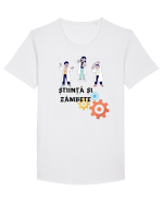 ȘTIINȚĂ ȘI ZÂMBETE Tricou mânecă scurtă guler larg Bărbat Skater