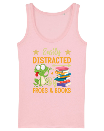 Easily Distracted By Frogs & Books Cotton Pink