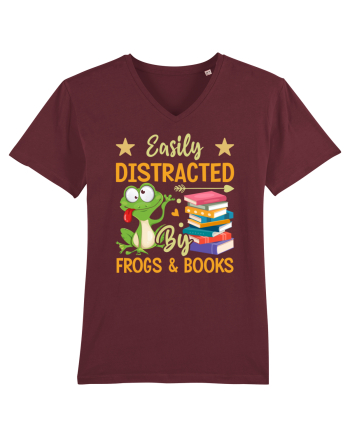 Easily Distracted By Frogs & Books Burgundy