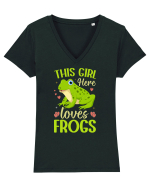 This Girl Here Loves Frogs Tricou mânecă scurtă guler V Damă Evoker