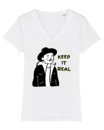 KEEP IT REAL - V1 Tricou mânecă scurtă guler V Damă Evoker