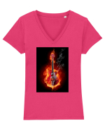 Chitara in flacari Tricou mânecă scurtă guler V Damă Evoker