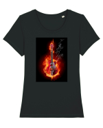 Chitara in flacari Tricou mânecă scurtă guler larg fitted Damă Expresser