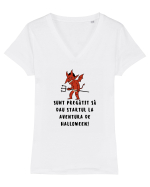 DRĂCUȘOR PREGATIT - HALLOWEEN Tricou mânecă scurtă guler V Damă Evoker