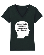 CU CAPUL ÎN NORI Tricou mânecă scurtă guler V Damă Evoker
