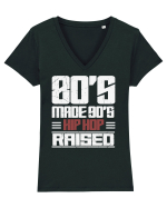 80's Made 90's Hip Hop Raised distressed Tricou mânecă scurtă guler V Damă Evoker