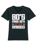 80's Made 90's Hip Hop Raised distressed Tricou mânecă scurtă guler V Bărbat Presenter
