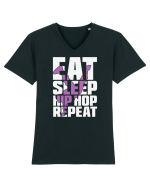 Eat Sleep Hip Hop Repeat Tricou mânecă scurtă guler V Bărbat Presenter