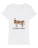 Te iubesc MOOOLT Tricou mânecă scurtă guler V Damă Evoker