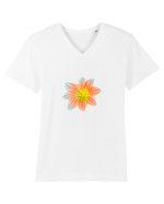 Floare desen Tricou mânecă scurtă guler V Bărbat Presenter