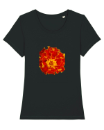 Floare rosie Tricou mânecă scurtă guler larg fitted Damă Expresser