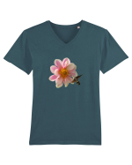 Floare si fluture Tricou mânecă scurtă guler V Bărbat Presenter