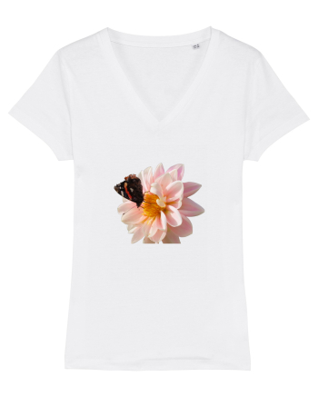 Floare si fluture colorat White