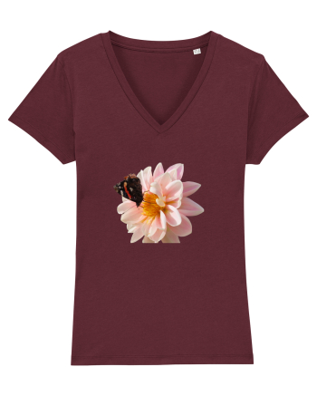 Floare si fluture colorat Burgundy