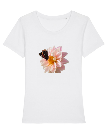 Floare si fluture colorat White
