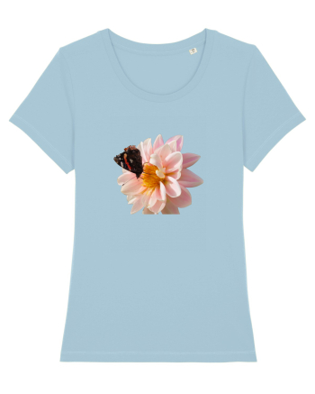 Floare si fluture colorat Sky Blue