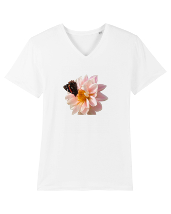 Floare si fluture colorat White