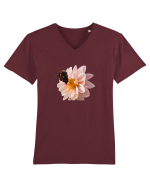 Floare si fluture colorat Tricou mânecă scurtă guler V Bărbat Presenter